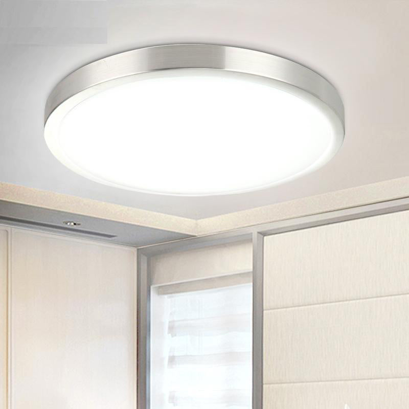 Plafonnier rond argenté Simple de 14 "/16" de large, lampe LED en acrylique encastré dans une lumière chaude/blanche pour le salon