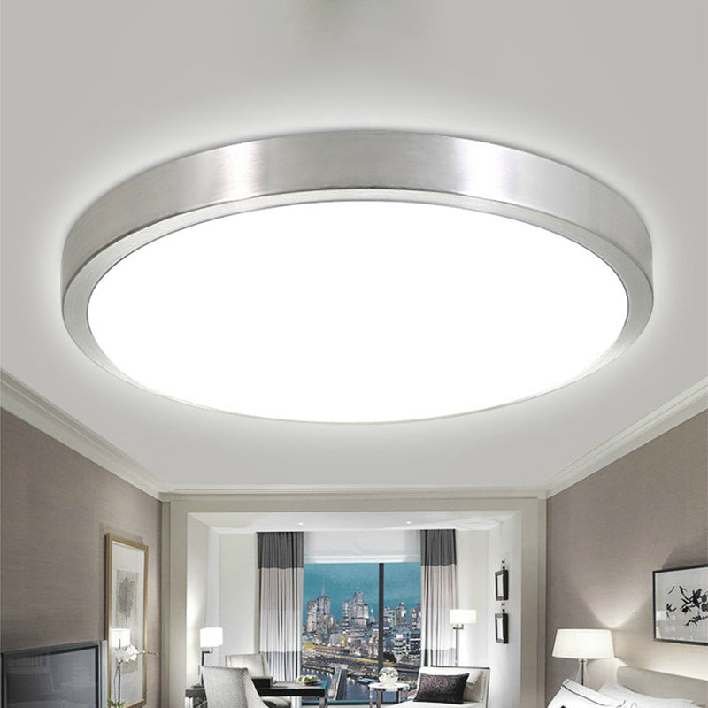 Silver Round Flush Ceiling Light Simple 14"/16" Wide LED Acrylic Flush Mounted Lamp in Warm/White Light for Living Room