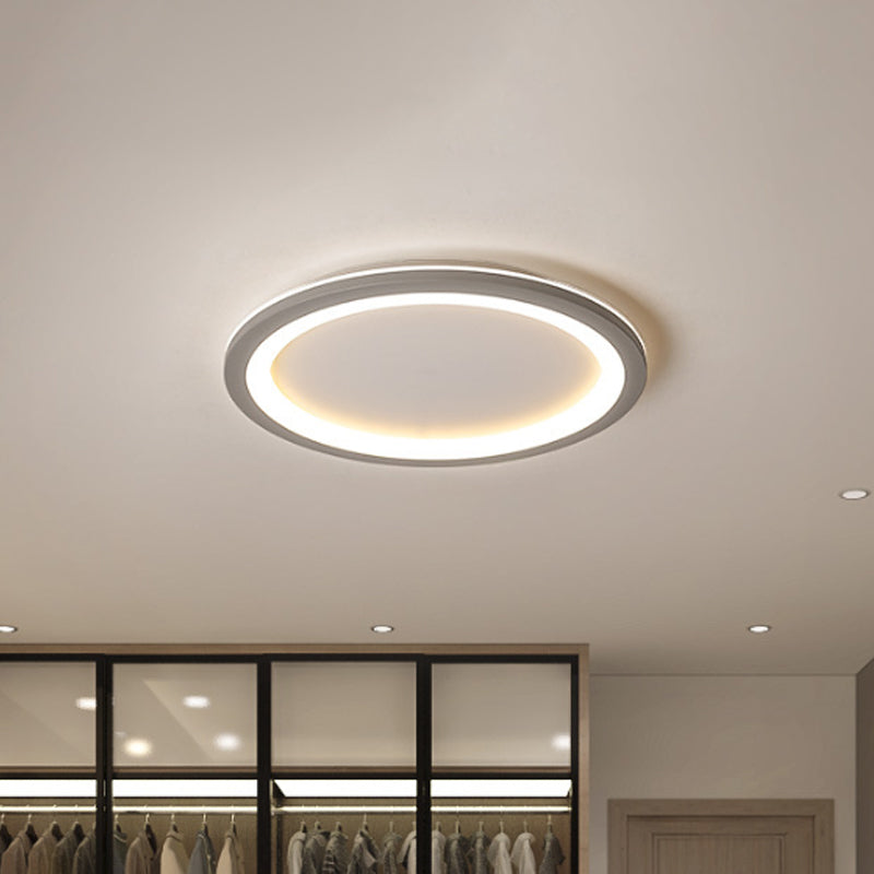 Minimalist Disc Shaped Flush Light Acrylic 10"/19"/23.5" Dia LED Bedroom Flush Mount Ceiling Light in Grey/White