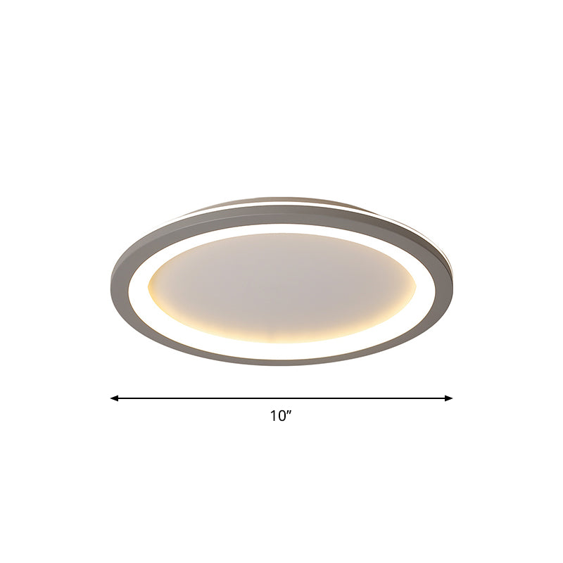 Minimalist Disc Shaped Flush Light Acrylic 10"/19"/23.5" Dia LED Bedroom Flush Mount Ceiling Light in Grey/White