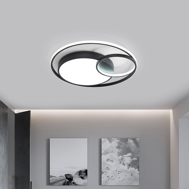 Lámpara de montaje circular Lámpara Simple Acrílico Negro/Blanco/Oro de techo de luz de techo para la habitación Dorm, White/3 Color luz