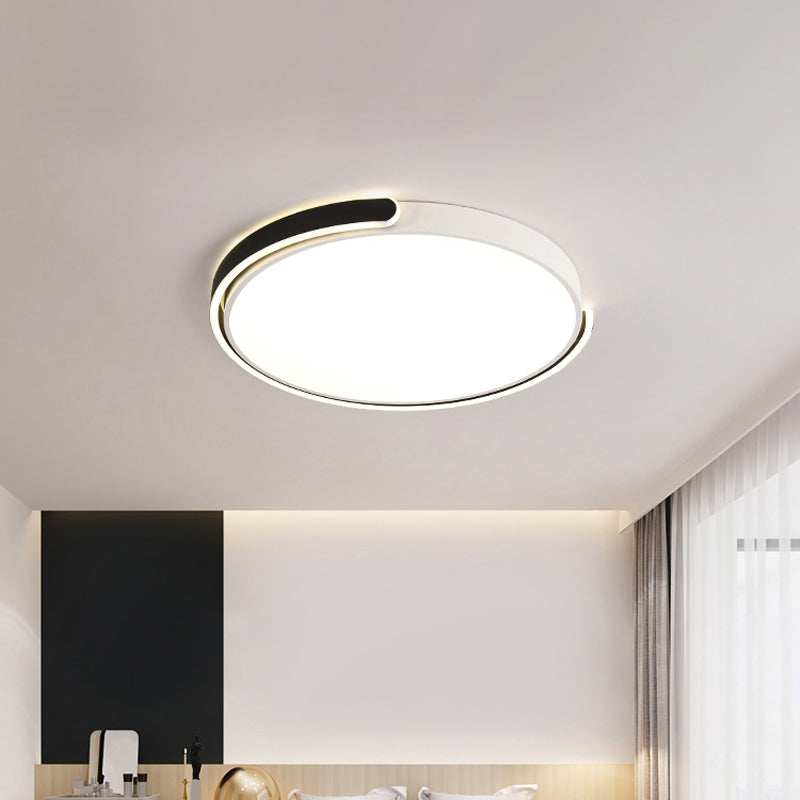 Simplicité LED Ceiling Lamp Noir / Blanc / Gold Round Flush Mount Lighting with Acrylic Shade, Warm / White Light