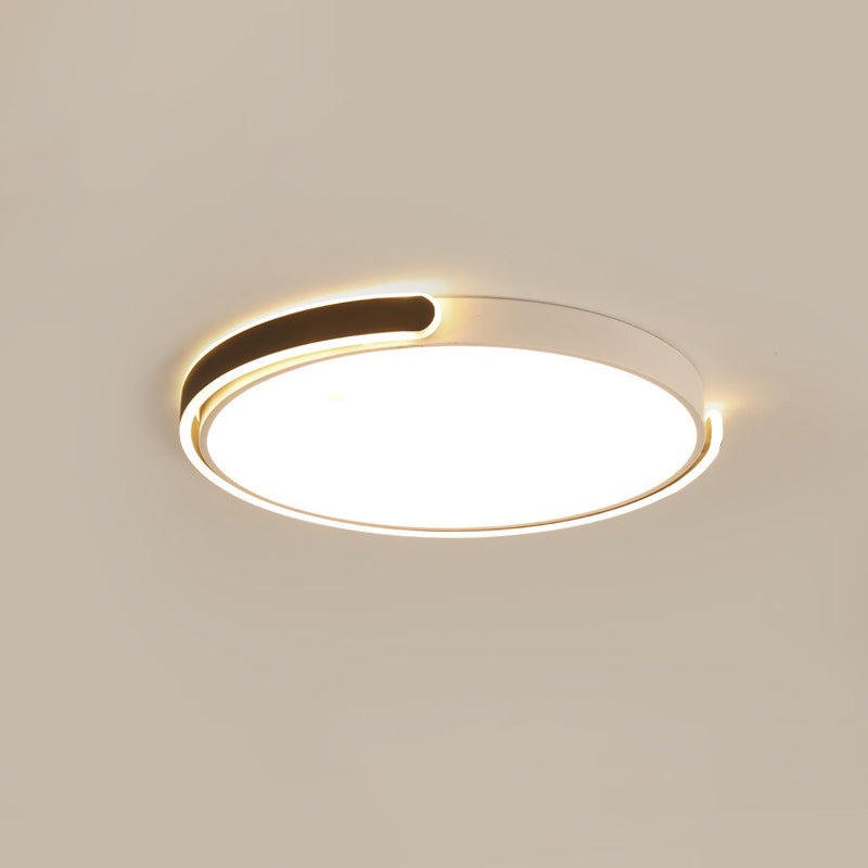 Simplicity LED Ceiling Lamp Black/White/Gold Round Flush Mount Lighting with Acrylic Shade, Warm/White Light