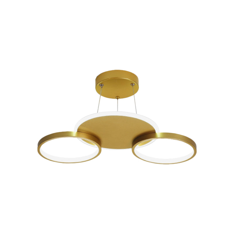 Gouden Halo Ring Semi Flush Chandelier Modern 3/5/6-licht metalen plafond gemonteerde lamp in warm/wit licht