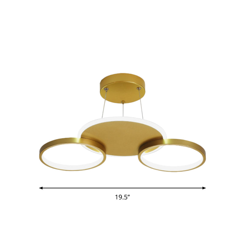 Gouden Halo Ring Semi Flush Chandelier Modern 3/5/6-licht metalen plafond gemonteerde lamp in warm/wit licht