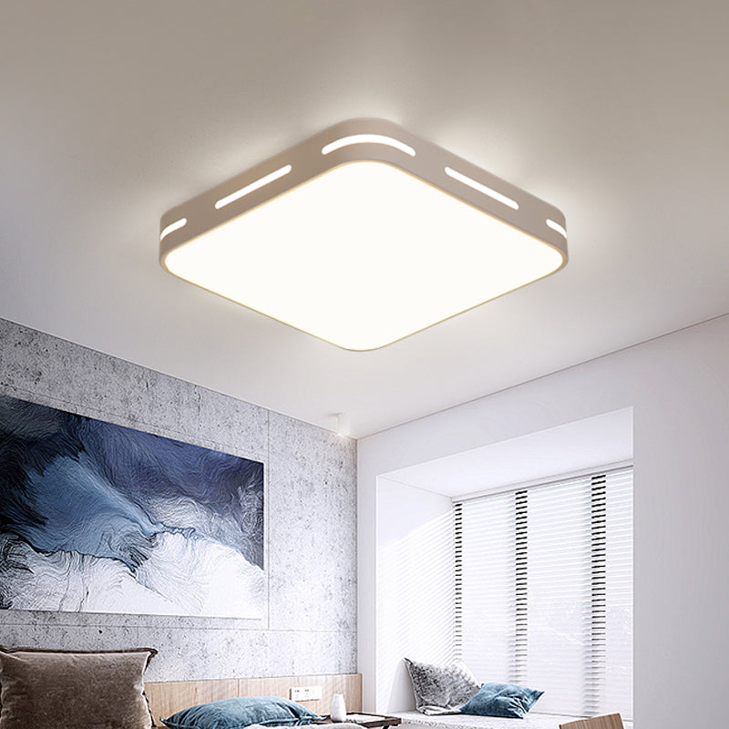 Square / Rotondo Camera Da Letto Flush Light Metallo 12 "/16" /19.5 " Wide LED Minimalist Close to Ceiling Lamp in Bianco