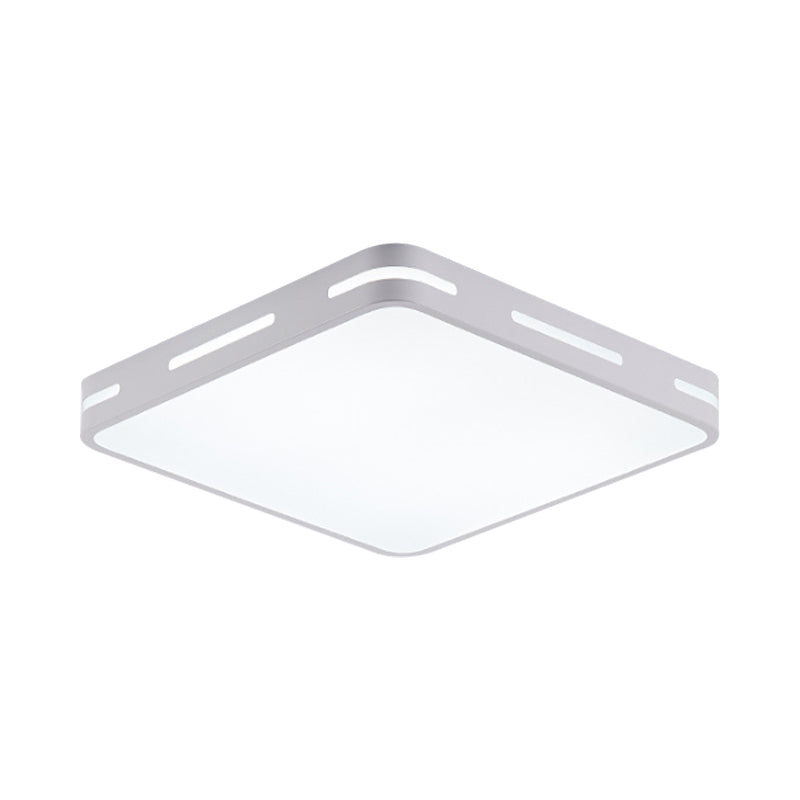 Square/Round Bedroom Flush Light Metal 12"/16"/19.5" Wide LED Minimalist Close to Ceiling Lamp in White