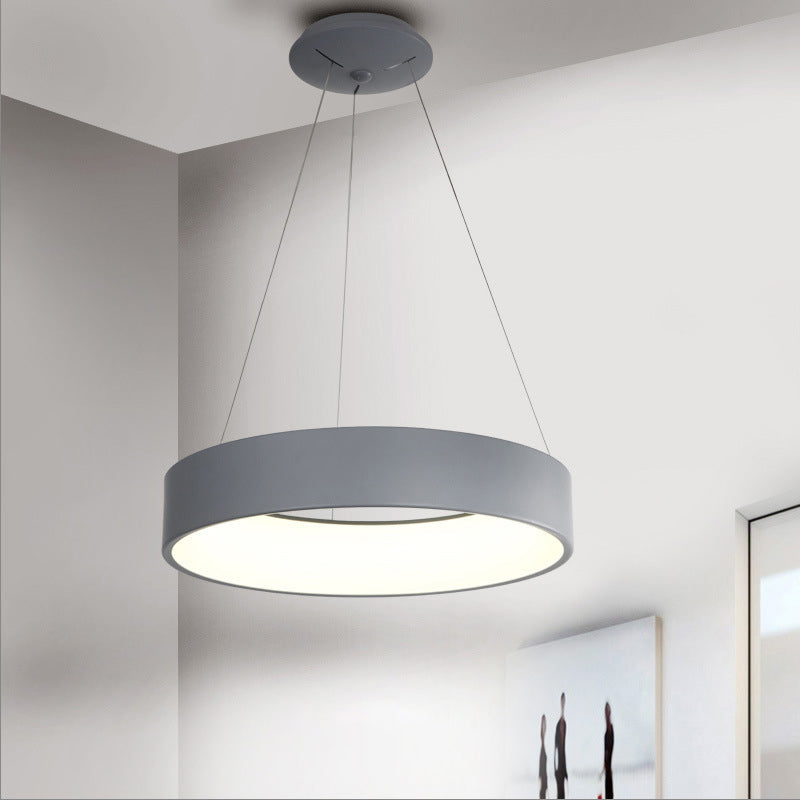 Pintionnaire LED minimaliste lustre gris / blanc de plafond Cercle Light avec une teinte acrylique, 18 "/23.5" W