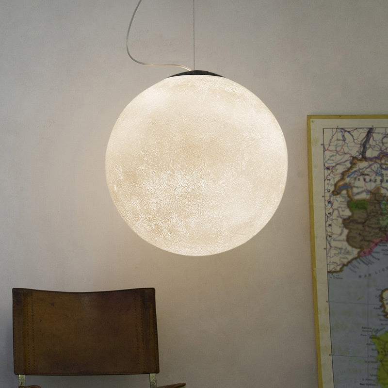 Wit glas Super Moon Pendulum Licht Romantisch modern 1-licht plafondhanglamp, 10 "/12"/16 "breed