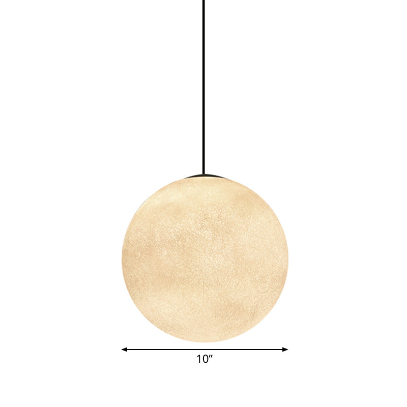 White Glass Super Moon Pendulum Light Romantic Modern 1-Light Ceiling Hang Lamp, 10"/12"/16" Wide