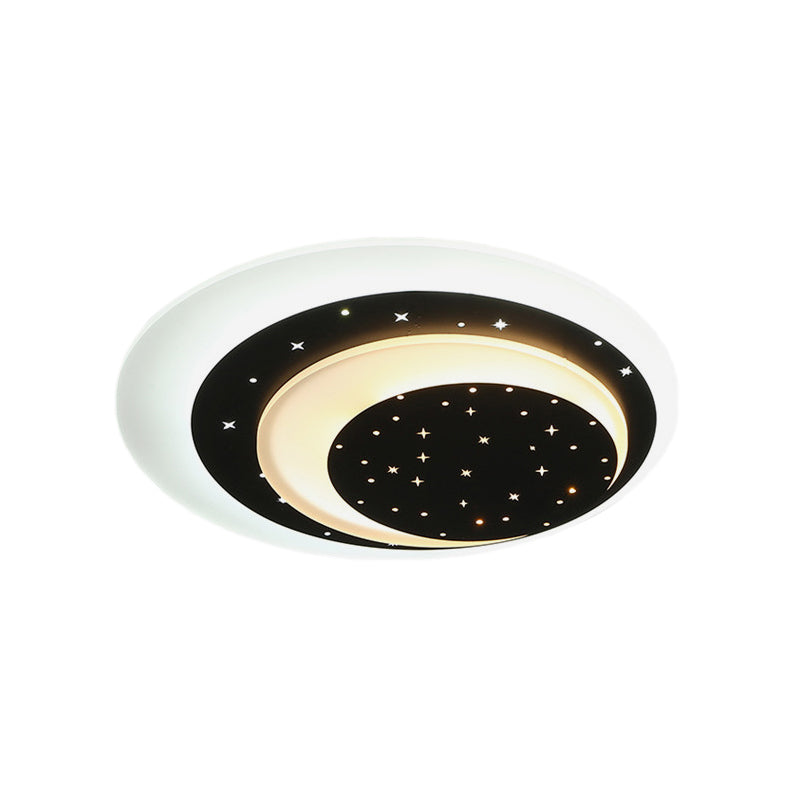 Acrylic Crescent LED Ceiling Light with Star Romantic Flushmount Light for Girls Bedroom