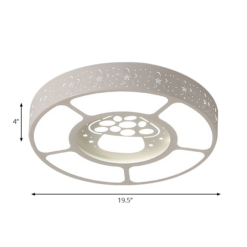 Metal Mushroom Flushmount Light Cartoon LED Plafond Lamp in het wit voor Kindergarten