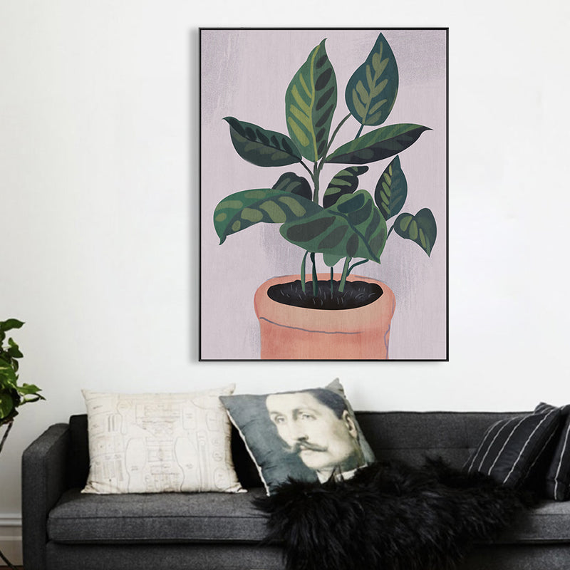 Nordic Potted Plant Art Print Canvas Textured Green Wall Decor for House Interior