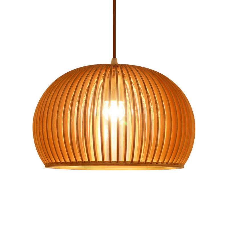 Éclairage pendentif hémisphère en bois minimaliste à lampe à pente de plafond beige minimaliste, largeur de 14 "/ 18"