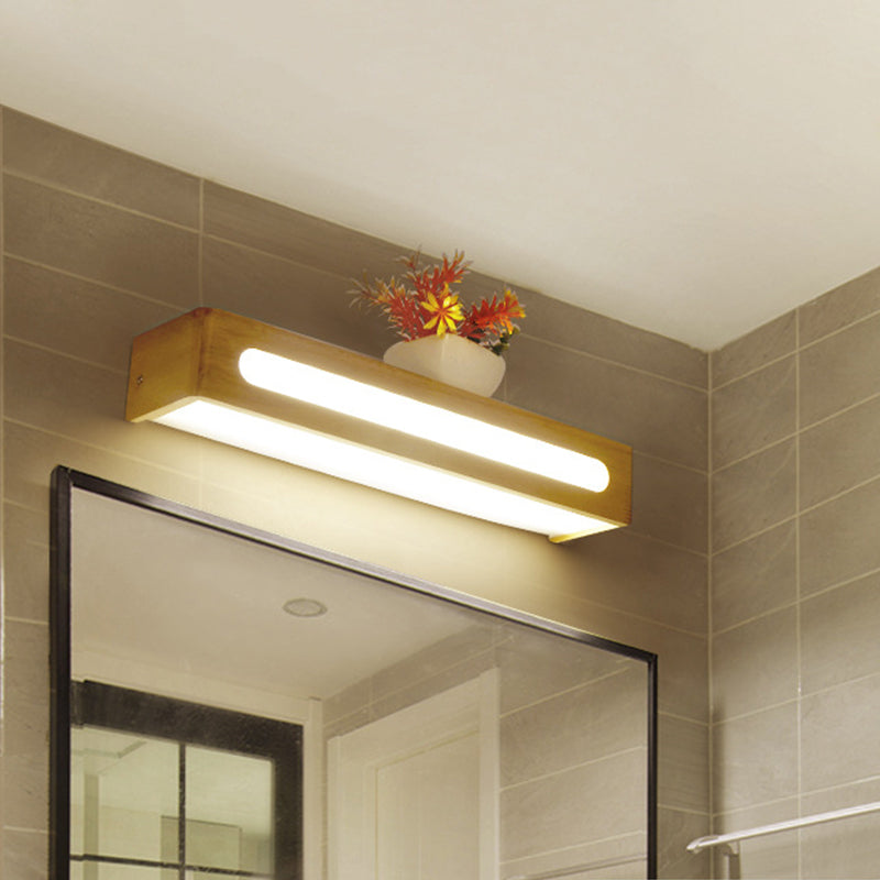 Rectangular Flush Mount Wall Donce Acrílico nórdico 12 "/19.5" /23.5 "Luz de pared de tocador de baño LED de ancho en madera