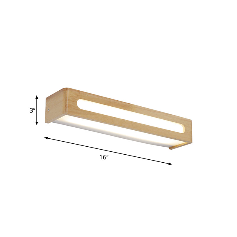 Rectangular Flush Mount Wall Donce Acrílico nórdico 12 "/19.5" /23.5 "Luz de pared de tocador de baño LED de ancho en madera