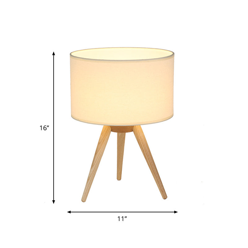 Drum Shade Stativ Nachtlampe Neuheit Minimalist Stoff Einschlafzimmer Tischlicht in Holz