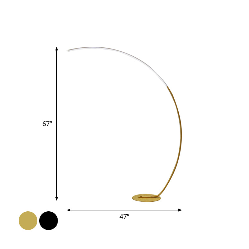 Iluminación de piso de arco minimalista Lámpara de lectura LED de sala de estar metálico en negro/beige