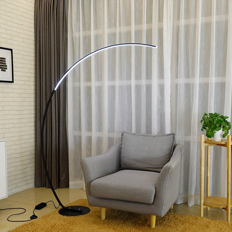 Minimalistic Bow Floor Lighting Metallic Living Room LED Reading Floor Lamp in Black/Beige