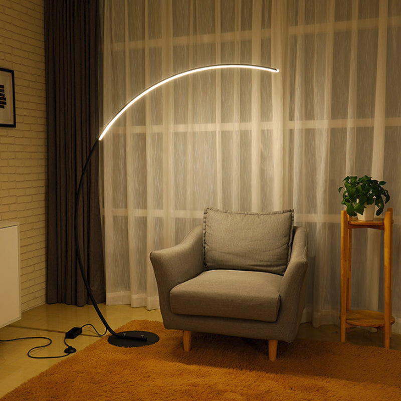 Minimalistic Bow Floor Lighting Metallic Living Room LED Reading Floor Lamp in Black/Beige