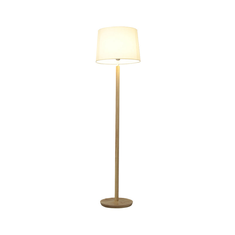 Simplicité Drum Planchers debout tissu lampe 1 Lumière étude de la salle d'étude Lumière en bois