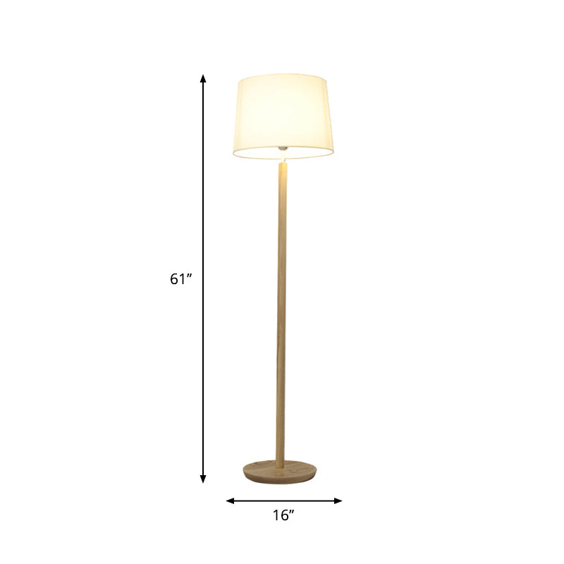 Simplicité Drum Planchers debout tissu lampe 1 Lumière étude de la salle d'étude Lumière en bois