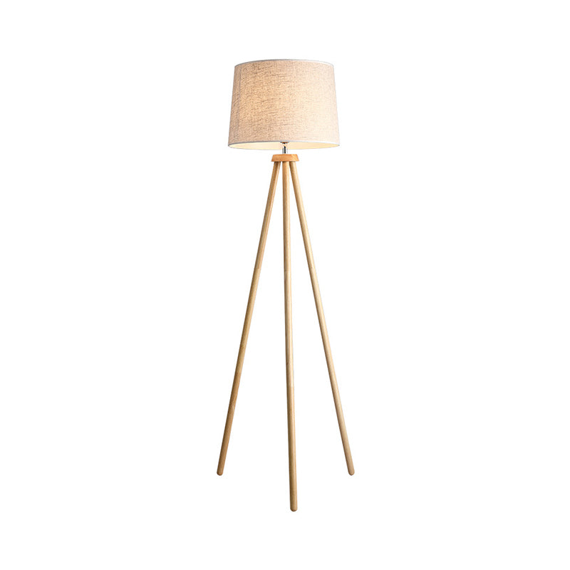 Minimaliste 1 Tripod Light Plancher clair tambour blanc tambour debout lampadaire avec de l'ombre en tissu