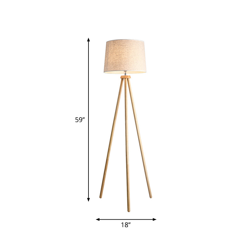 Minimaliste 1 Tripod Light Plancher clair tambour blanc tambour debout lampadaire avec de l'ombre en tissu