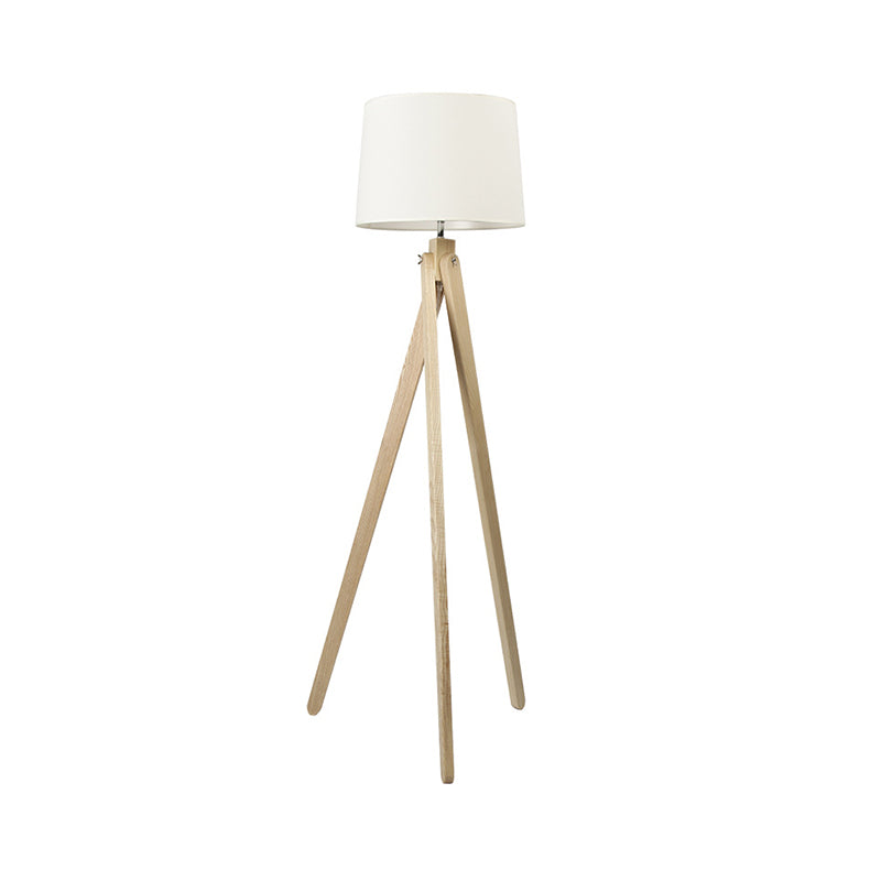 Stof taps toelopende trommelschaduw vloer licht eenvoudig 1-licht beige tri-poten staande lamp