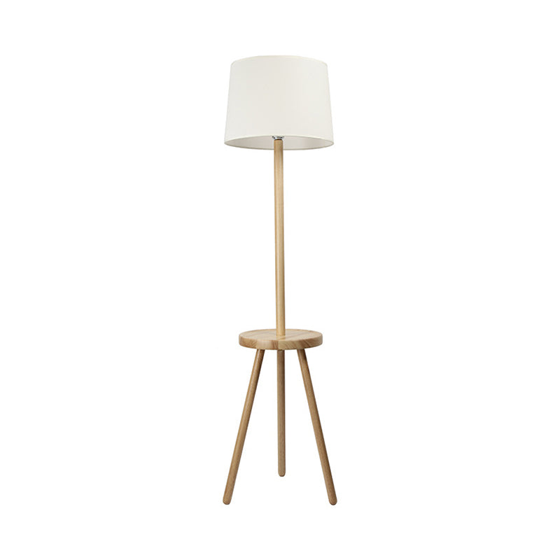 Éclairage de plancher de tambour blanc nordique 1 tissu de tête Lampe avec trépied et table