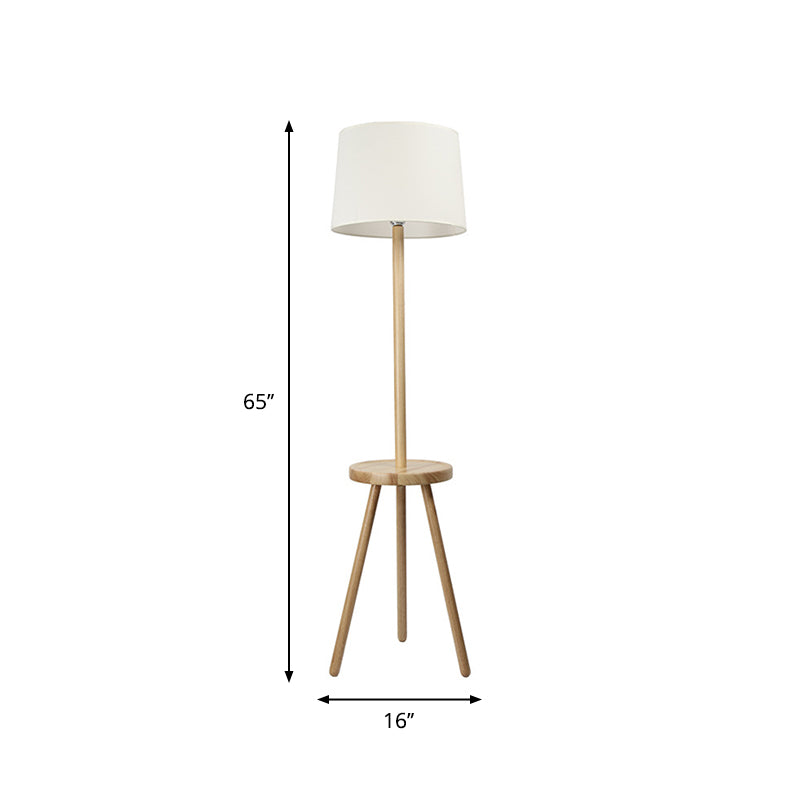 Éclairage de plancher de tambour blanc nordique 1 tissu de tête Lampe avec trépied et table