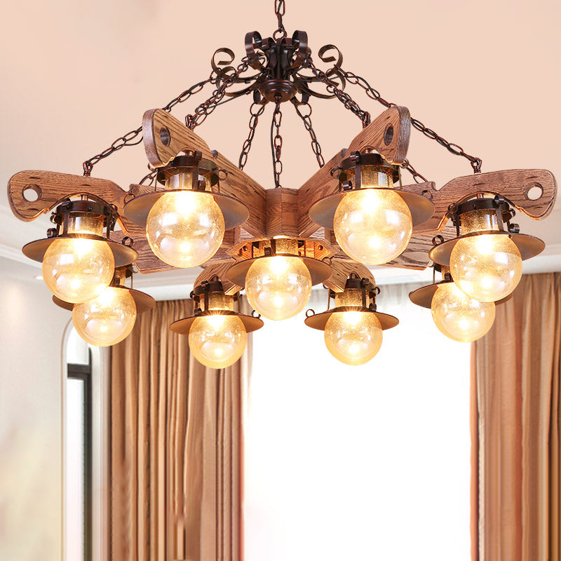 5/9 luces Lucina de colgante de bolas Cognac Cognaced Glass Chandelier industrial en óxido