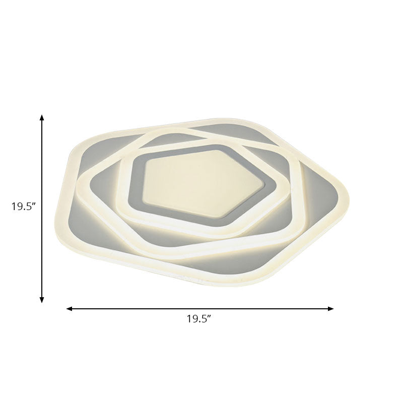 Pentagon-Wohnzimmer-Unterputz-Deckenleuchte aus Acryl, moderne, zeitgenössische Deckenleuchte in Weiß