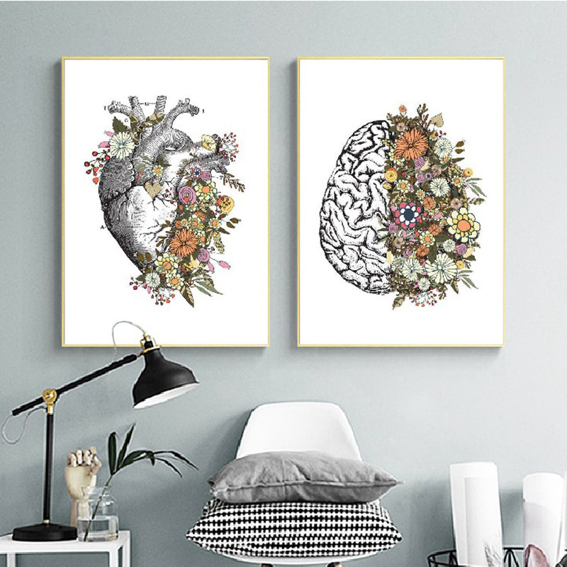 Textured Pastel Color Painting Modern Style Floral and Organ Pattern Wall Art Print