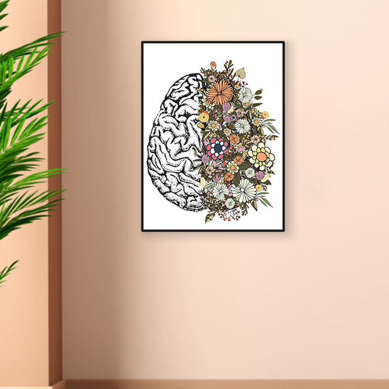 Textured Pastel Color Painting Modern Style Floral and Organ Pattern Wall Art Print