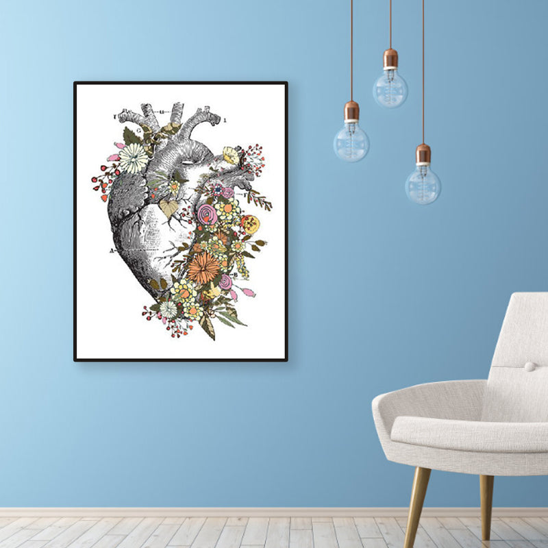 Textured Pastel Color Painting Modern Style Floral and Organ Pattern Wall Art Print