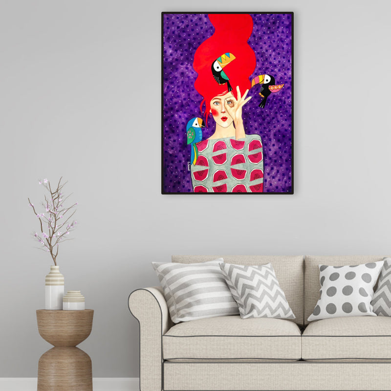 Light Color Fashion Figure Painting Illustration Glam Textured Canvas for Lounge