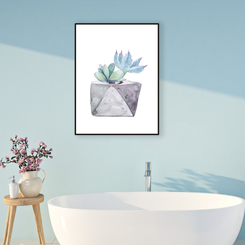 Cactus Bonsai Wall Decor Contemporary Textured Parlor Wrapped Canvas in Soft Color