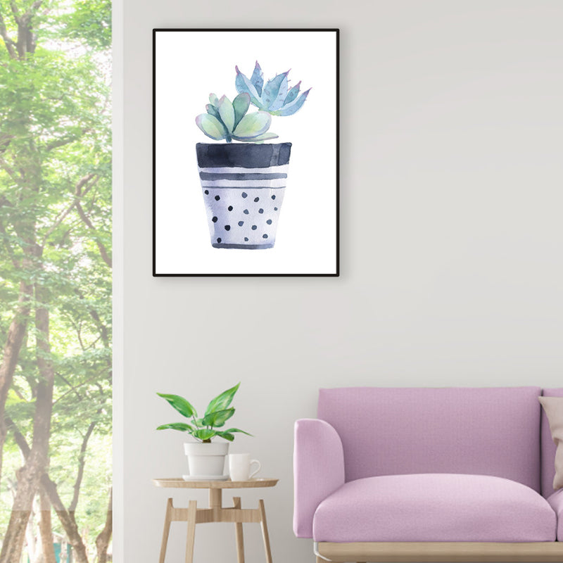 Cactus Bonsai Wall Decor Contemporary Textured Parlor Wrapped Canvas in Soft Color