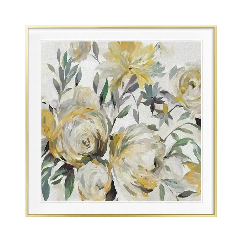 Yellow Full-Blown Flower Canvas Print Textured Wall Decor for Parlour, Multiple Sizes