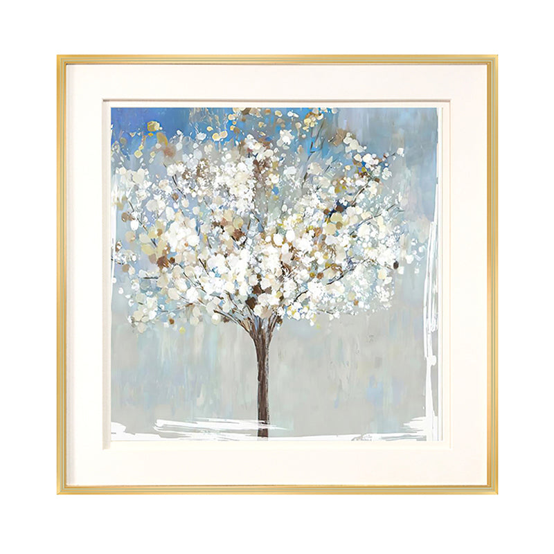 Traditional Flower Tree Canvas Print Textured White Wall Decor for House Interior