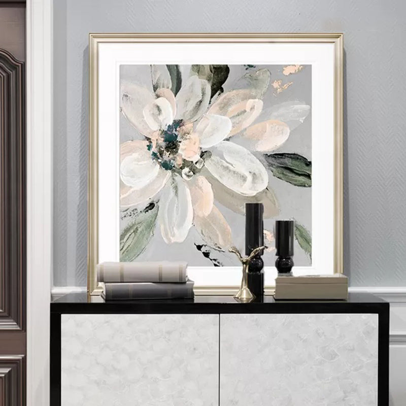 Contemporary Bloomy Flower Canvas Print Textured Soft Color Painting for Home Interior