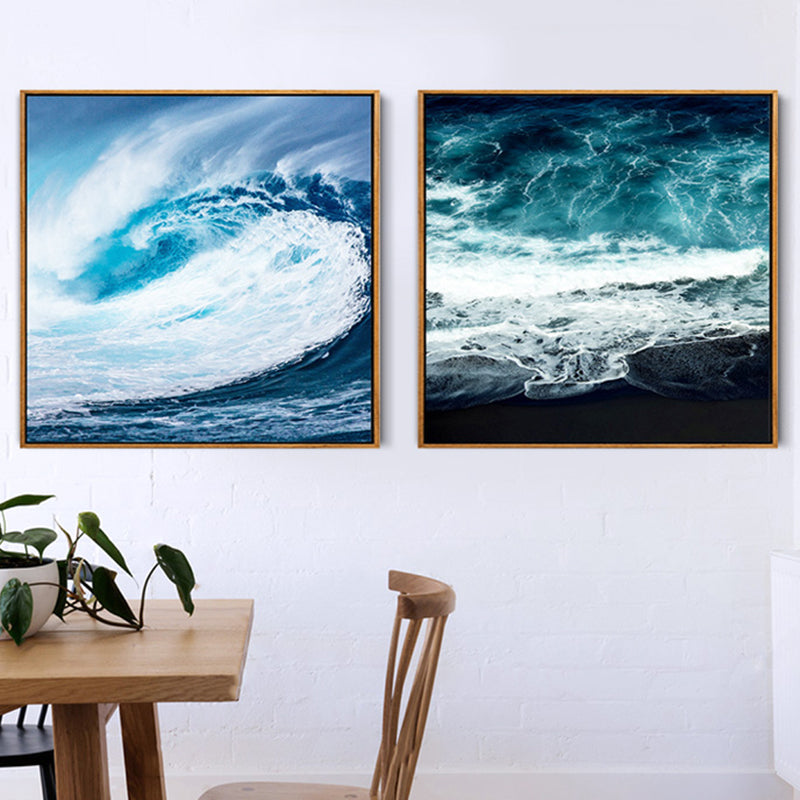 Soft Color Contemporary Wall Art Photo Vast Ocean View Canvas Print for Study Room