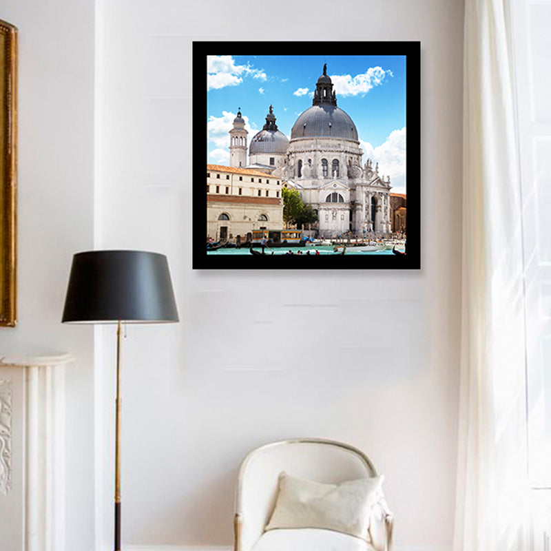 Light Color Architecture Art Print Landmark Global Inspired Textured Canvas for Sitting Room