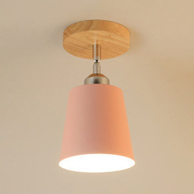 Montaggio in metallo in metallo Monte Macaron Stile Macaron 1 Bulbo Camera da letto Luce a soffitto in semi-flush in giallo/rosa