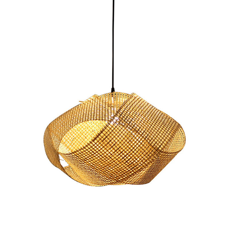 Luz de colgante colgante entrelazado Contemporáne de bambúo de comedor único Luz de techo en beige, 16 "/19.5" /27.5 "W