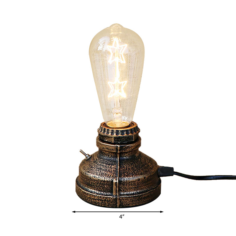 Bronze/Aged Brass 1 Head Table Lighting Industrial Wrought Iron Bare Bulb Standing Table Lamp with Plug In Cord