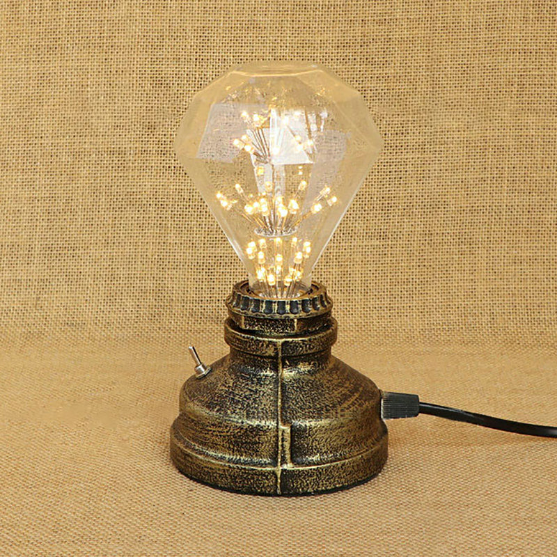 Bronze/Aged Brass 1 Head Table Lighting Industrial Wrought Iron Bare Bulb Standing Table Lamp with Plug In Cord