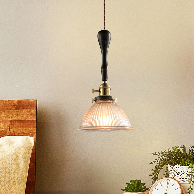 Clear Dome Ceiling Light Industrial Ribbed Glass 1 Light Living Room Pendant Lighting Fixture