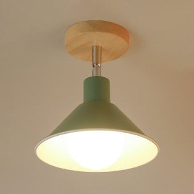 Roze/oranje 1 kop plafondlicht eigentijdse metalen trechter schaduw semi-flush mount licht voor gang